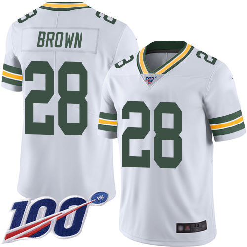 Green Bay Packers Limited White Men #28 Brown Tony Road Jersey Nike NFL 100th Season Vapor Untouchable->green bay packers->NFL Jersey